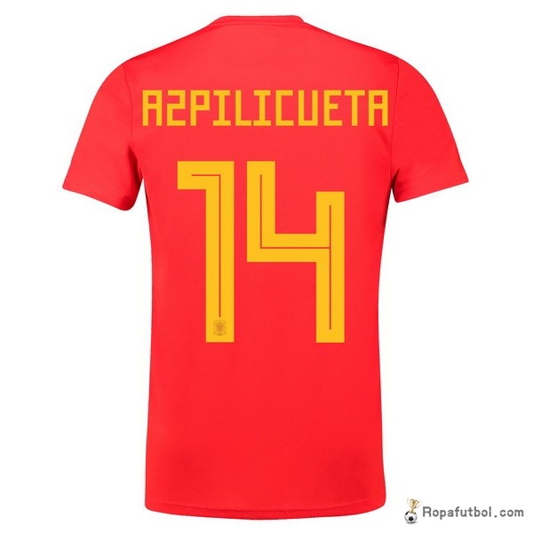 Camiseta España Replica Primera Ropa Azpilicueta 2018 Rojo